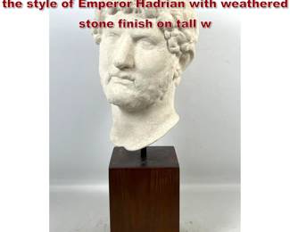 Lot 997 Decorative classical male bust in the style of Emperor Hadrian with weathered stone finish on tall w