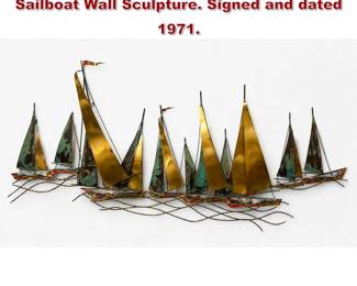 Lot 908 C. Jere Schooners Mixed Metal Sailboat Wall Sculpture. Signed and dated 1971.