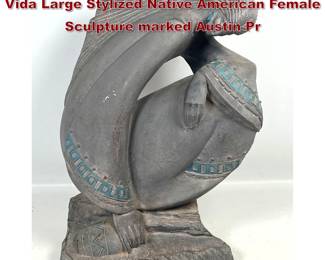 Lot 990 Austin Production Acoma Rio De Vida Large Stylized Native American Female Sculpture marked Austin Pr