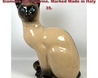 Lot 1141 Large Italian Glazed Ceramic Siamese Cat Figurine. Marked Made in Italy 35.