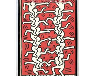 Lot 1134 Keith Haring color offset lithograph print. Interlocking. 