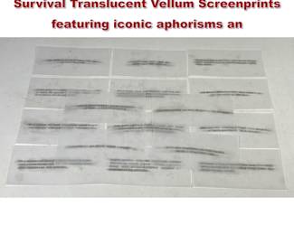 Lot 1114 16pc Jenny Holzer Truisms and Survival Translucent Vellum Screenprints featuring iconic aphorisms an