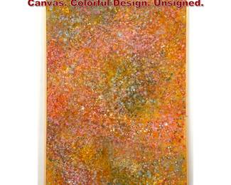 Lot 1228 Large Abstract Modern Painting on Canvas. Colorful Design. Unsigned.