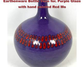 Lot 1023 Raymor MidCentury Modern Italian Earthenware Bottle Vase for. Purple Glaze with hand painted Red Mo