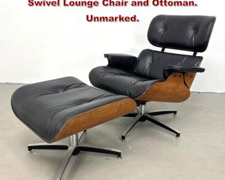 Lot 869 Mid Century Modern Plycraft Tilt and Swivel Lounge Chair and Ottoman. Unmarked.