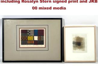 Lot 946 2pc lot of abstract art on paper including Rosalyn Stern signed print and JKB 00 mixed media
