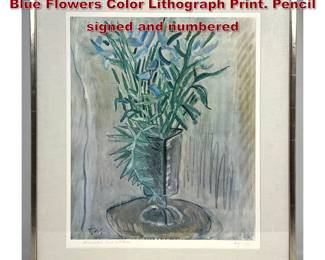 Lot 964 Franklin C. Watkins Still Life with Blue Flowers Color Lithograph Print. Pencil signed and numbered 