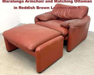 Lot 891 Vico Magistretti for Cassina Maralunga Armchair and Matching Ottoman in Reddish Brown Leather with F