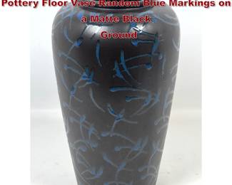 Lot 1026 Scheurich West Germany Art Pottery Floor Vase Random Blue Markings on a Matte Black Ground