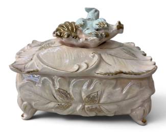 Lusterware porcelain trinket box
