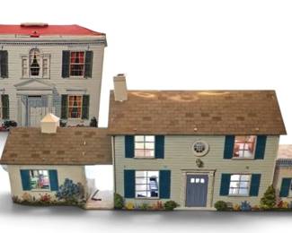 Vintage 1960s Ideal Toy Company Vinyl Dollhouse Carrying Case With Furniture Metal Dollhouse