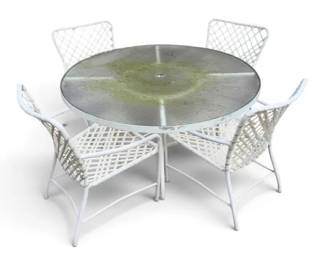 Round Glass Outdoor Table Four Chairs