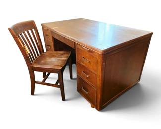 Vintage Wood Desk With Dovetail Joints Wood Chair