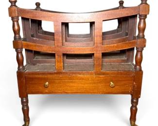 Antique Wooden Canterbury Music Magazine Rack on Wheels