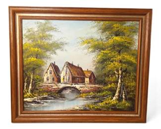 Original Cottage Landscape Painting 19.5 x 23.5