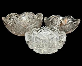 Antique Sawtooth Crystal Glass Bowls