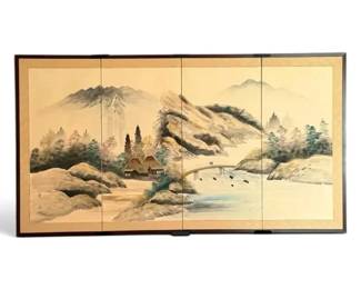 FourPanel Japanese Landscape Painting