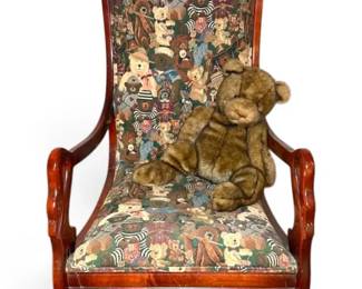 Vintage Teddy Bear Upholstered Rocking Chair