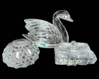 Christys Irish Crystal Swan, House, Clover