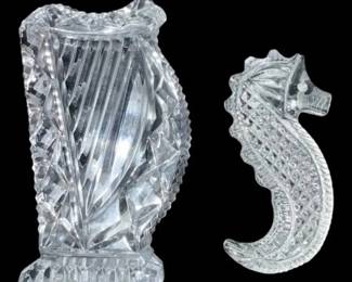 Waterford Crystal Glass Harp Seahorse Figures