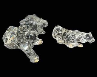 Baccarat Crystal Glass Lion Lioness Figures