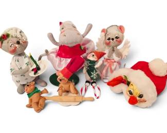 Vintage Annalee Hippo, Duck , Mice Christmas Figures
