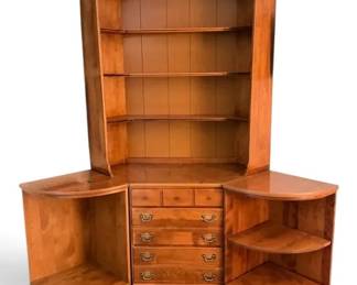 Ethan Allen Maple Wooden Corner Hutch Cabinet