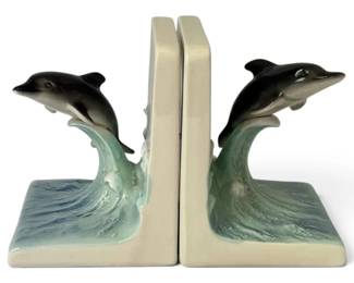 Ceramic Dolphin Bookends Made In Japan