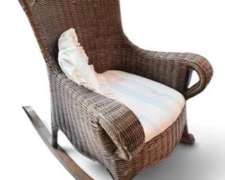 Brown Wicker Rocking Chair