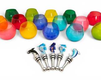 LSA International MultiColored Glass Tumblers Glass Bottle Stoppers