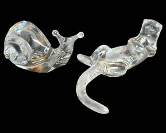 Baccarat Crystal Glass Snail Otter Figures