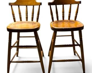 Solid Wood Stools Sturdy Pair