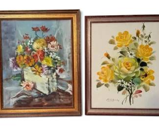 Framed Signed Floral Paintings