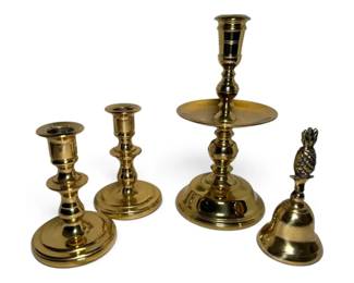Brass Candlestick Holders Bell