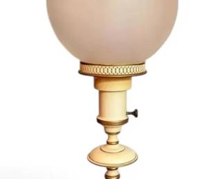 Vintage Cream Gold Table Lamp W Glass Globe Shade