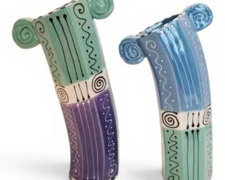 Asymmetrical Studio Art Pottery Vases