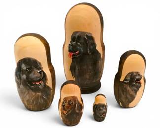 HandPainted Newfoundland Wooden Nesting Dolls Signed by Artist