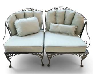 Vintage Woodard Wrought Iron Patio TwoPiece Loveseat Chairs