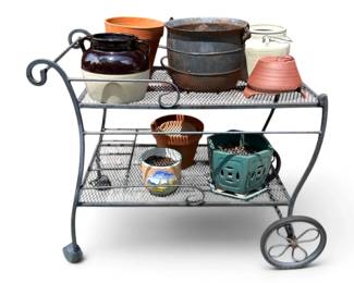 Metal Garden Cart Planting Pots