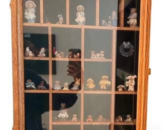 Wall Mounted Knickknack Cabinet W Bear Figurines