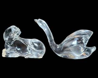 Baccarat Crystal Glass Unicorn Swan Figurines