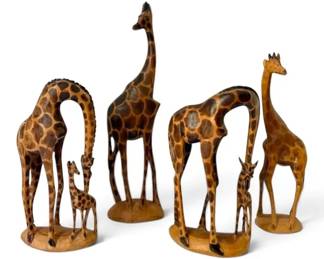 HandCarved Wooden Giraffes