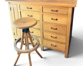 Drafting Table w Storage Matching Stool