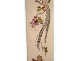 Hanging Needlepoint Bell Pull w Birds Flowers