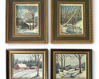 Framed Nature Barn Paintings on Canvas