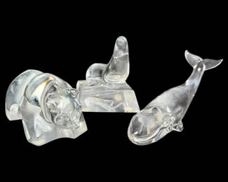 Baccarat Crystal Glass Bear, Seal, Whale