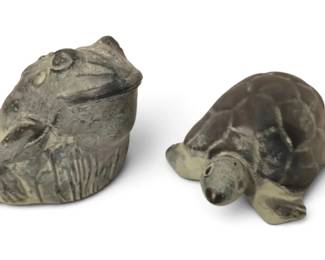 Virginia Metcrafters Cast Iron Toad Tortoise Doorstops