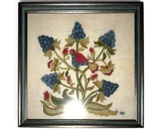 Vintage Jacobean Style Crewel Embroidery