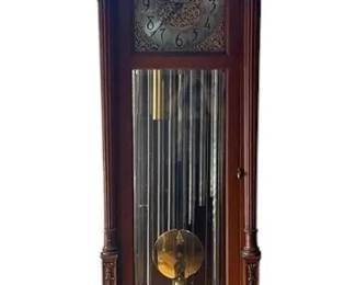 Vintage Grandfather Clock with Moon Phase Dial Carved Details