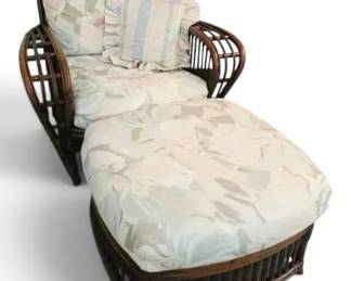 Vintage Ficks Rattan Wicker Chair Ottoman
